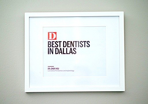 Best Dentists in Dallas award framed on wall